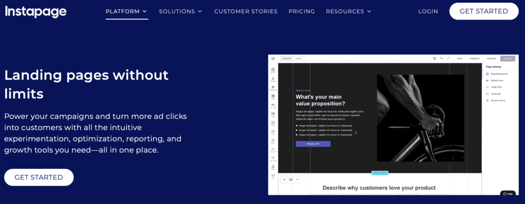 instapage homepage