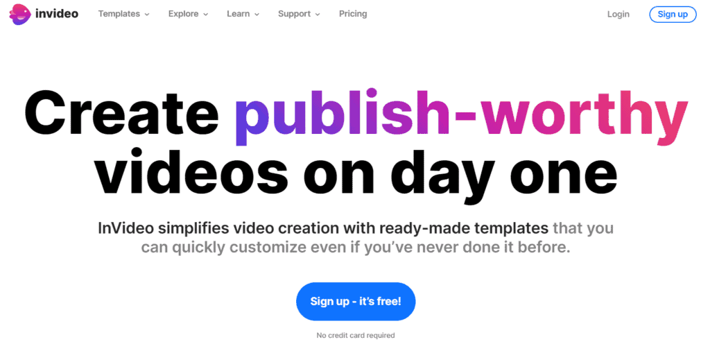 invideo homepage