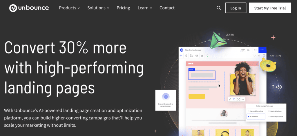 unbounce homepage